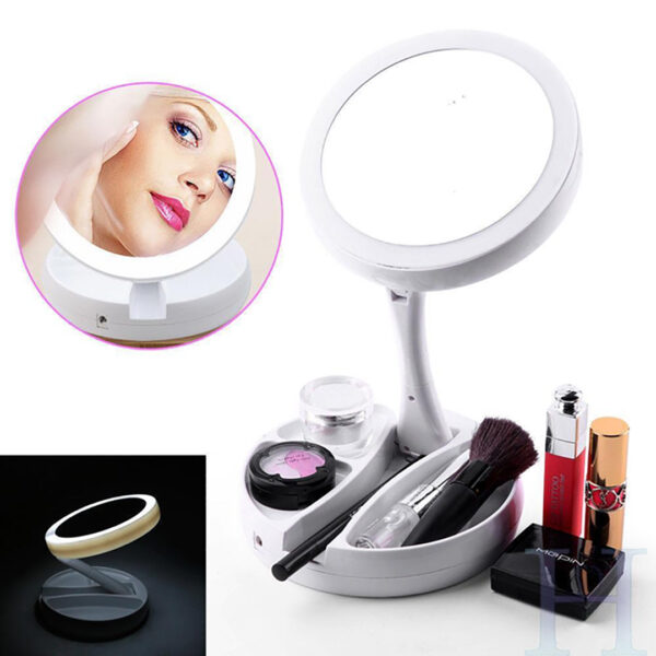 Foldaway LED Lighted Makeup Mirror - Image 2