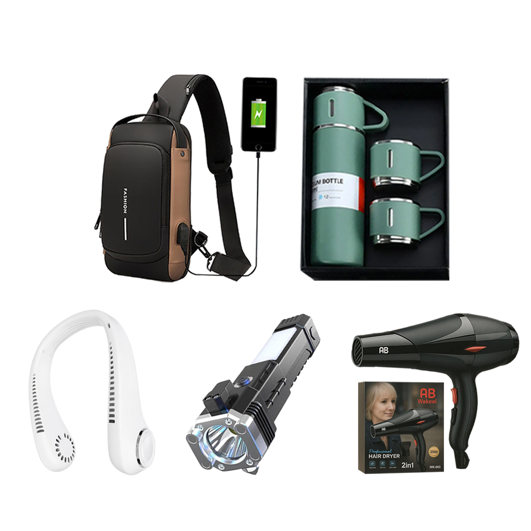 5 Pcs Premium Tech & Travel Essential Combo Offer
