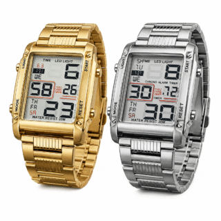 2 Pcs Square Dial Sports Waterproof Date Display Watch Combo